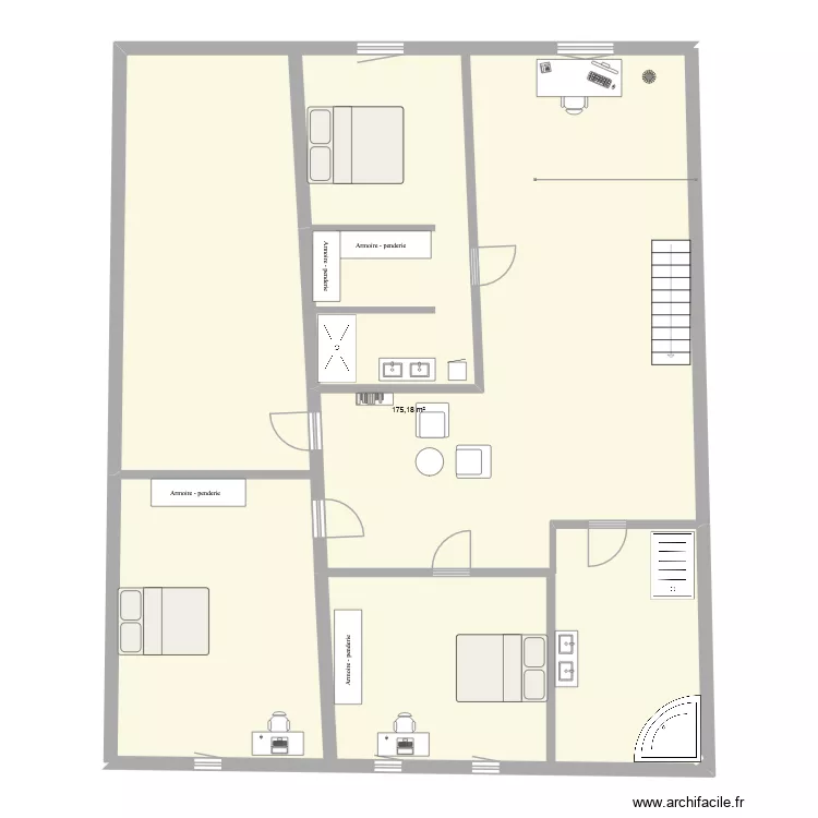 Maison etage. Plan de 1  et 175 m²