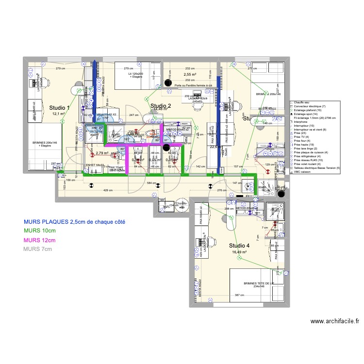 AL RICHELIEU 4WC VFF. Plan de 11 pièces et 76 m2