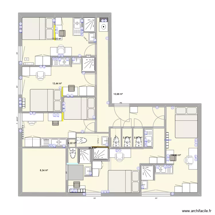 CEDRIC E7 VF Electricit&eacute;. Plan de 9 Pièces et 92 m²