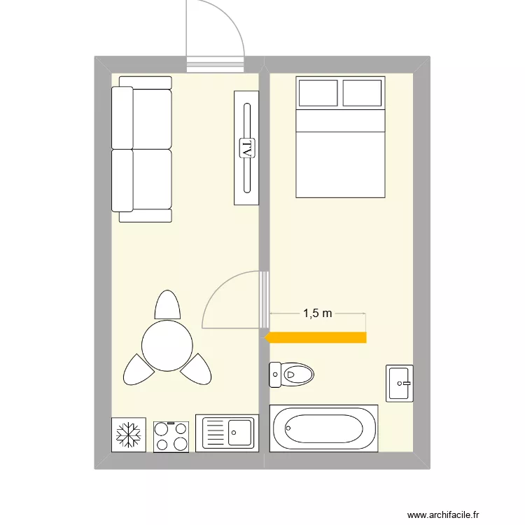Container. Plan de 2  et 27 m²
