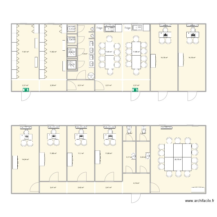 EIFFAGE CHANTIER LA VARIZELLE 42. Plan de 29 pièces et 197 m2