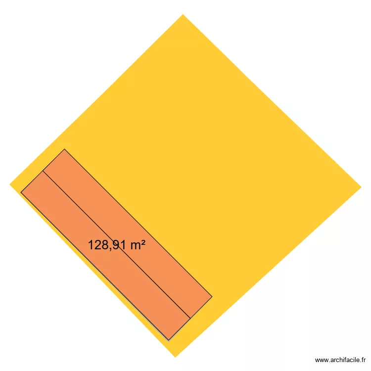 toit. Plan de 1  et 129 m²