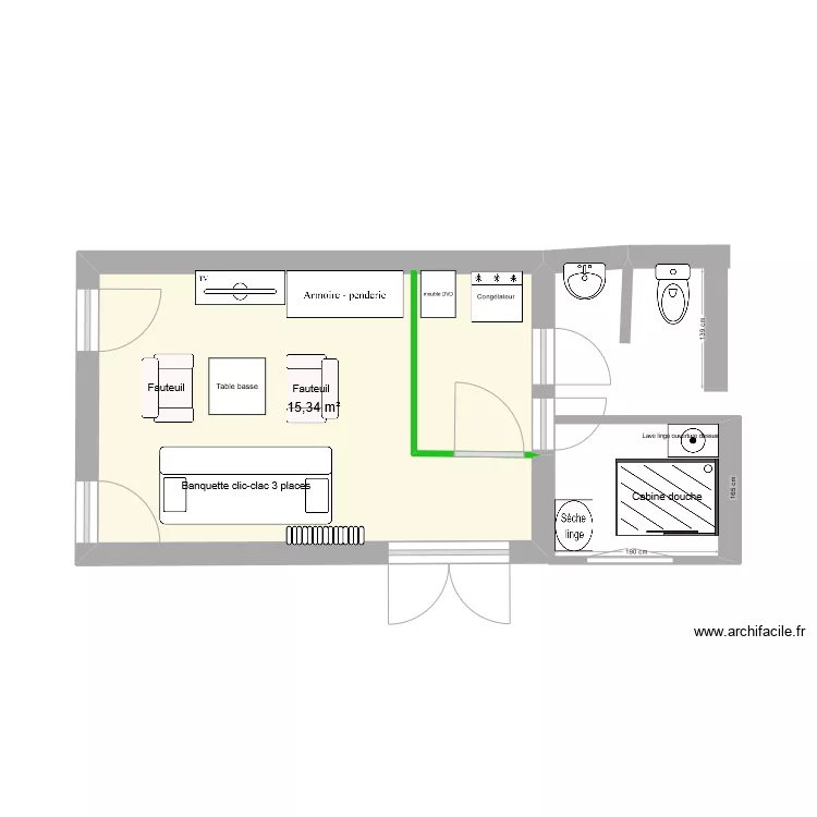 studio et douche1. Plan de 