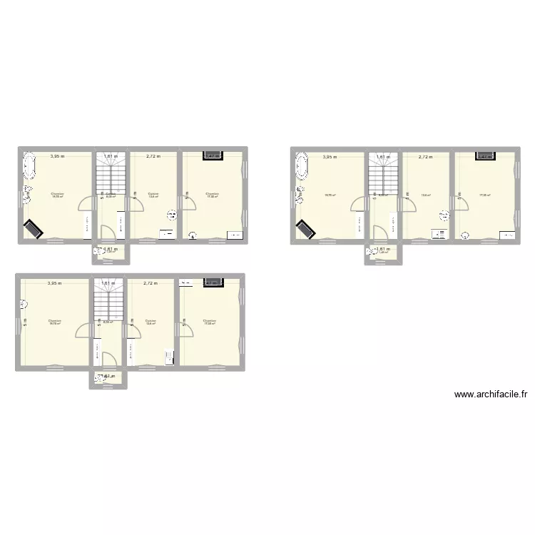 &eacute;tages. Plan de 15  et 181 m²