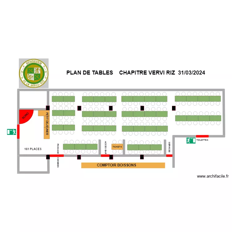 PLAN DE TABLES chapitre vervi riz 2024. Plan de 