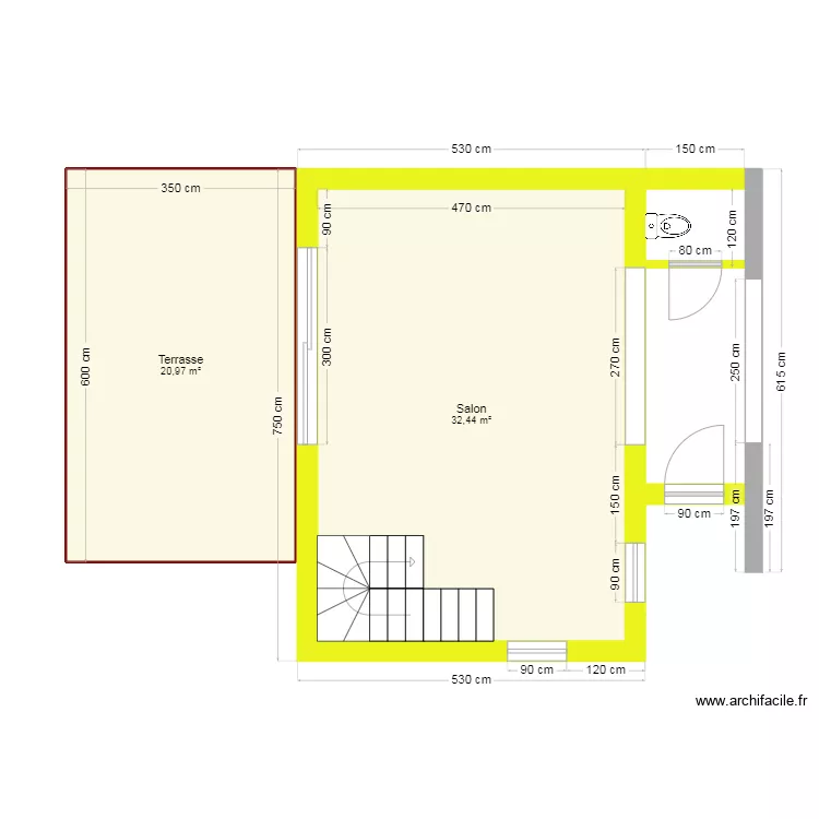 Pan 3 Vue  REZ + terrasse 16.01.25 Branchon. Plan de 