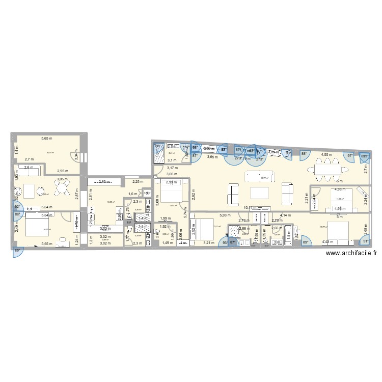 BASE St Denis V3 (10 couchages). Plan de 22 pièces et 226 m2