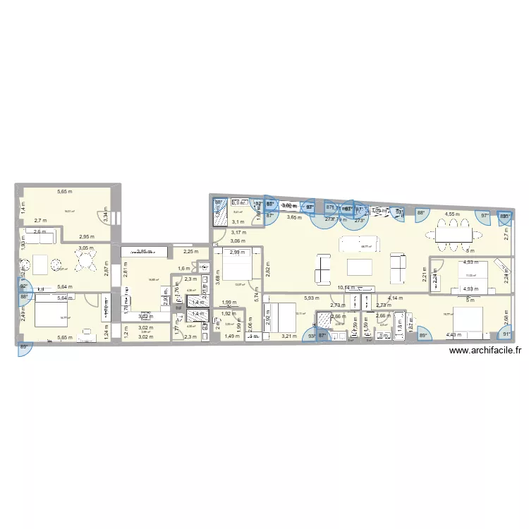 BASE St Denis V3 (10 couchages). Plan de 22 pièces et 226 m²