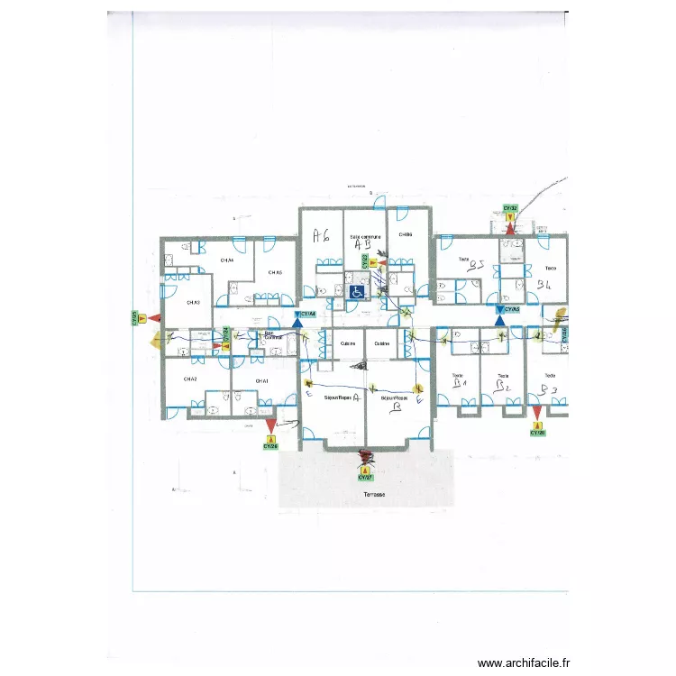 Cypr&egrave;s A et B R&eacute;seau BORNES. Plan de 