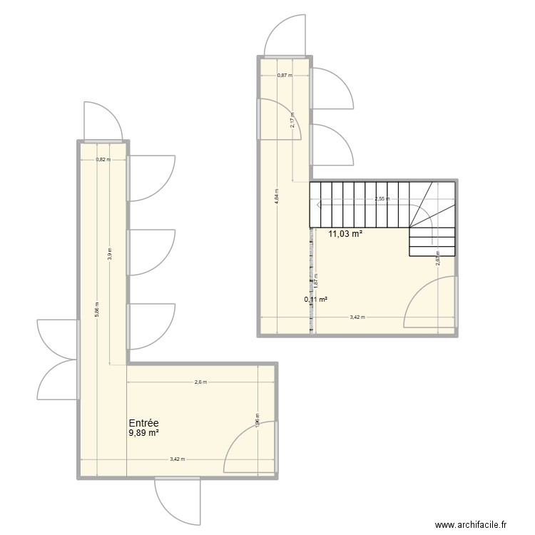 beaufils. Plan de 2 pièces et 21 m2
