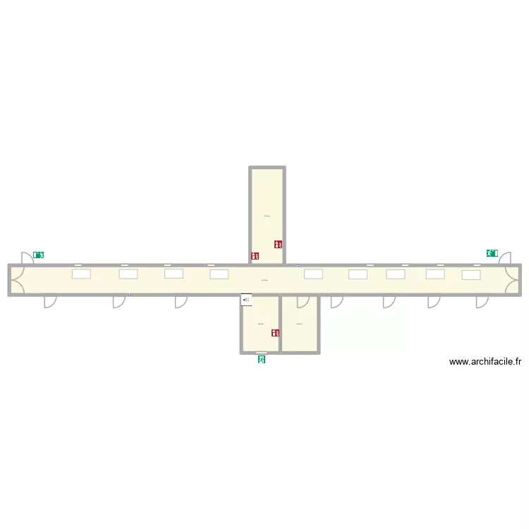 hall. Plan de 4 pièces et 253 m²