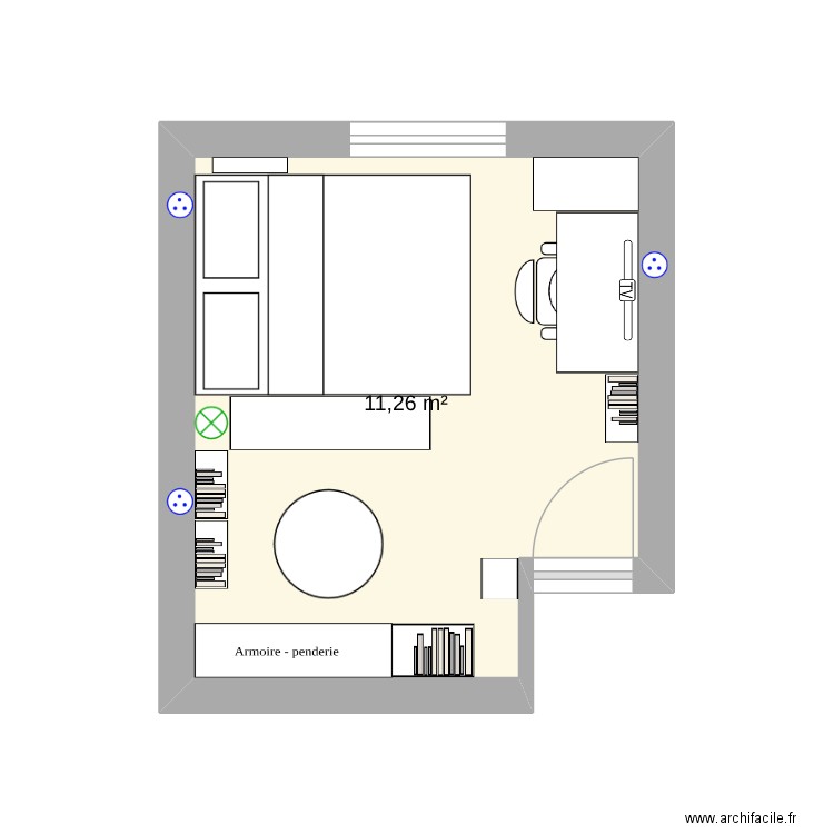 eeee2. Plan de 1 pièce et 11 m2
