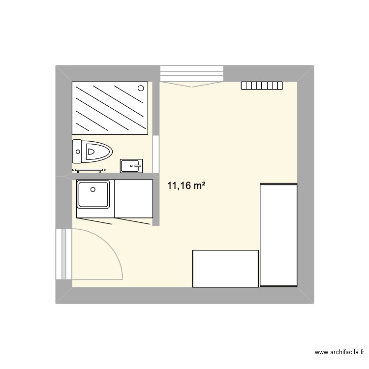 Lourmel. Plan de 1 pièce et 11 m2