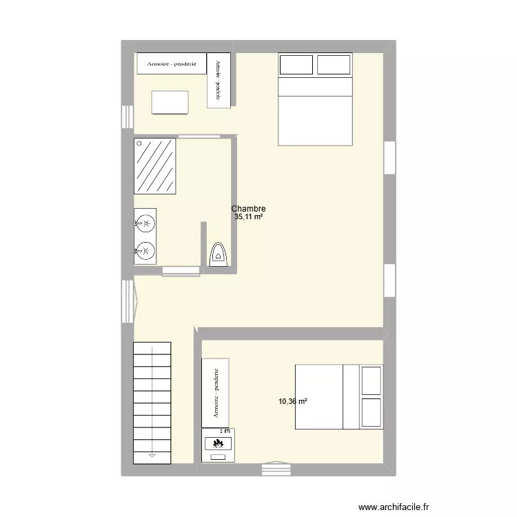 Etage Dompierre. Plan de 2  et 45 m²