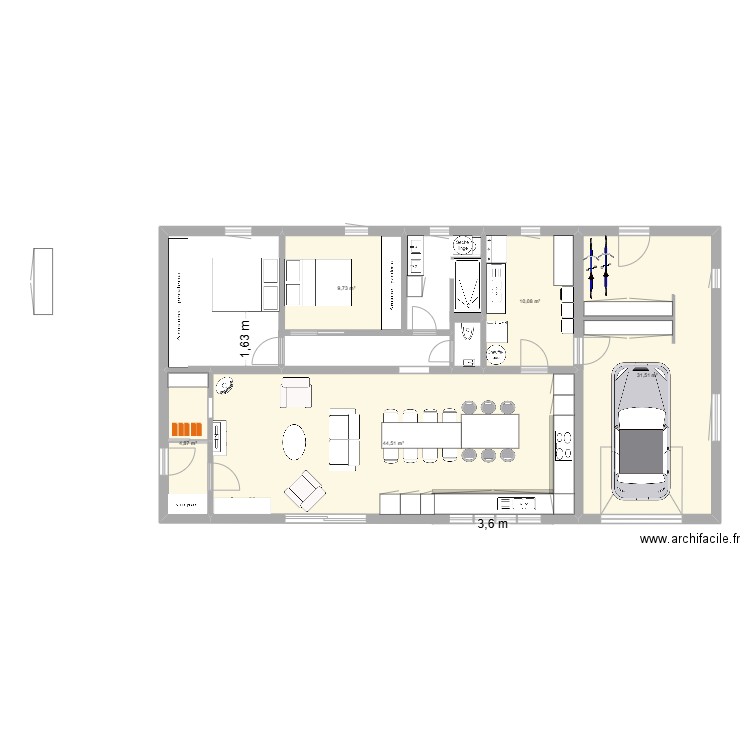 plan avec poel. Plan de 5 pièces et 101 m2