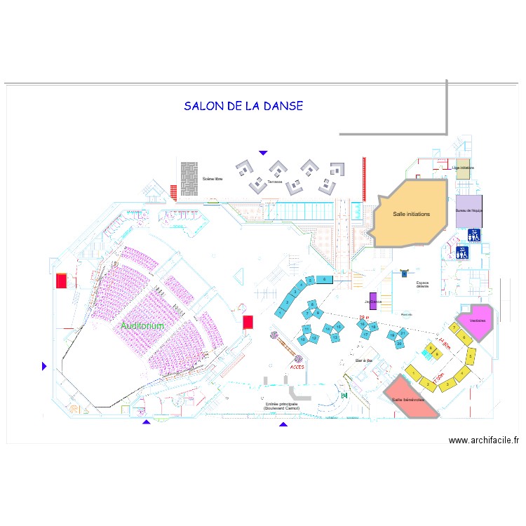 TEST Salon de la Danse - Niv 0. Plan de 4 pièces et 695 m2