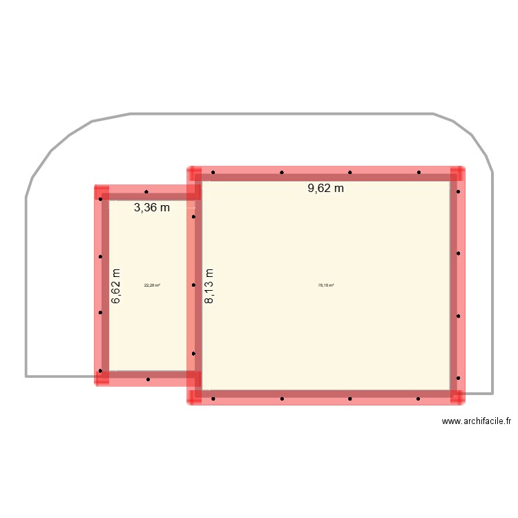 Dossier Deseure. Plan de 2 pièces et 100 m2