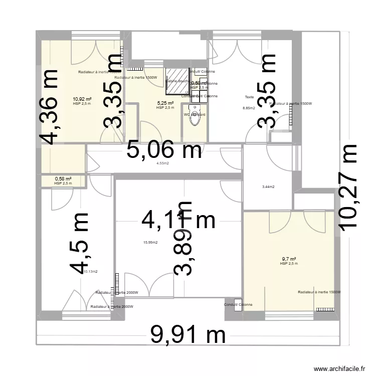 2 - M. Sandie &agrave; Valence - sans meuble. Plan de 5  et 27 m²