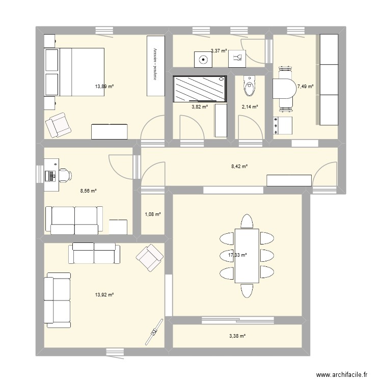 Charles Sandherr. Plan de 11 pièces et 83 m2