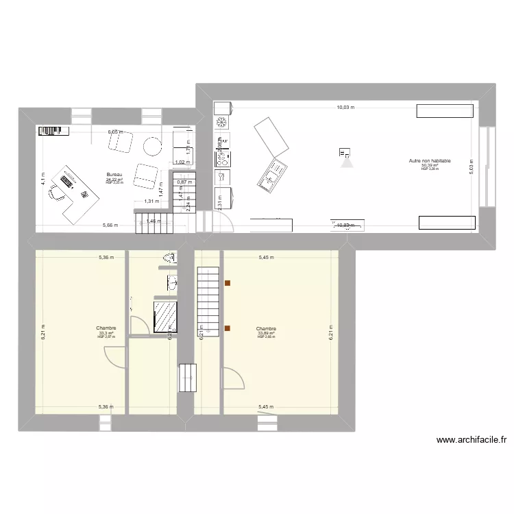La Cremi&egrave;re &eacute;tage. Plan de 4  et 142 m²