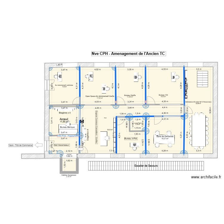 Nve CPH - Amenagament des Espaces + Mobiliers 2. Plan de 11 pièces et 184 m2