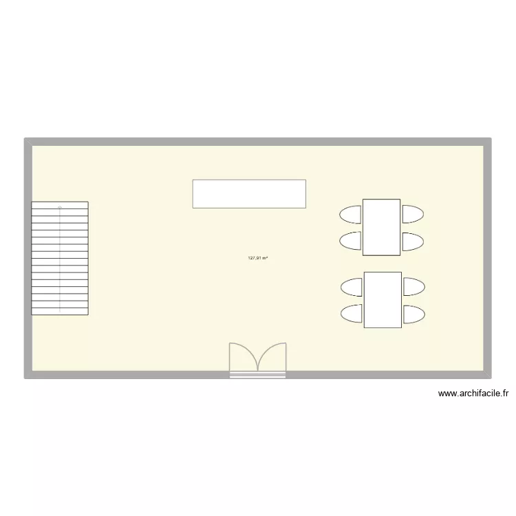 restaurant. Plan de 1  et 128 m²