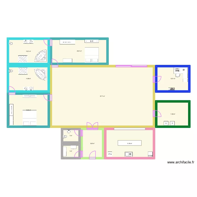 Maison Sims. Plan de 11  et 228 m²