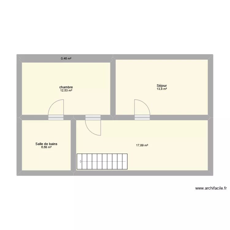1&eacute;tage. Plan de 5 pièces et 51 m²