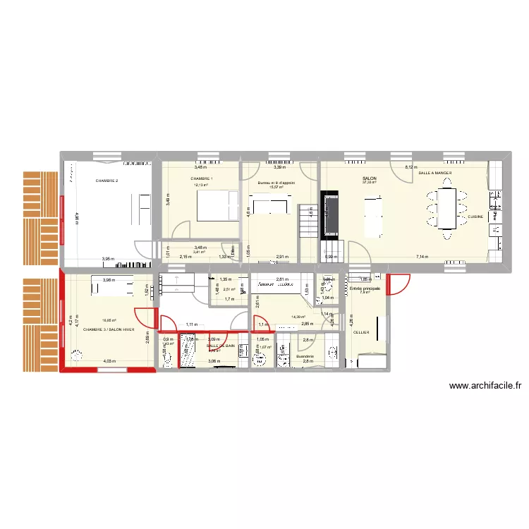 Les Hogues - Plan G. Plan de 18  et 130 m²