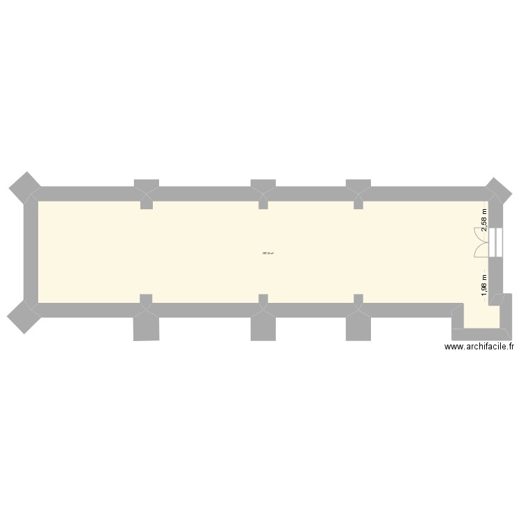 eglise. Plan de 1 pièce et 187 m2