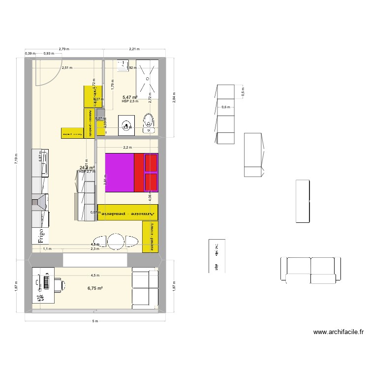 T1 Moa modif avec meuble. Plan de 0 pièce et 0 m2