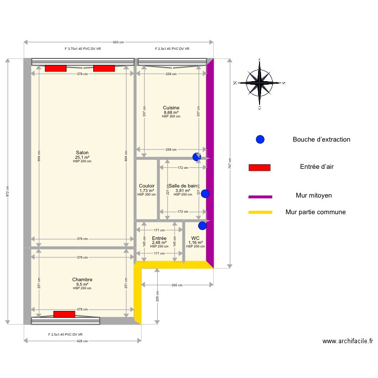 Collectif 3. Plan de 7 pièces et 52 m2