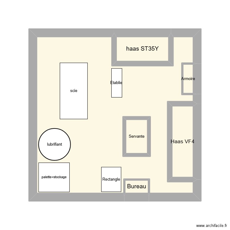 atelier. Plan de 6 pièces et 22 m2