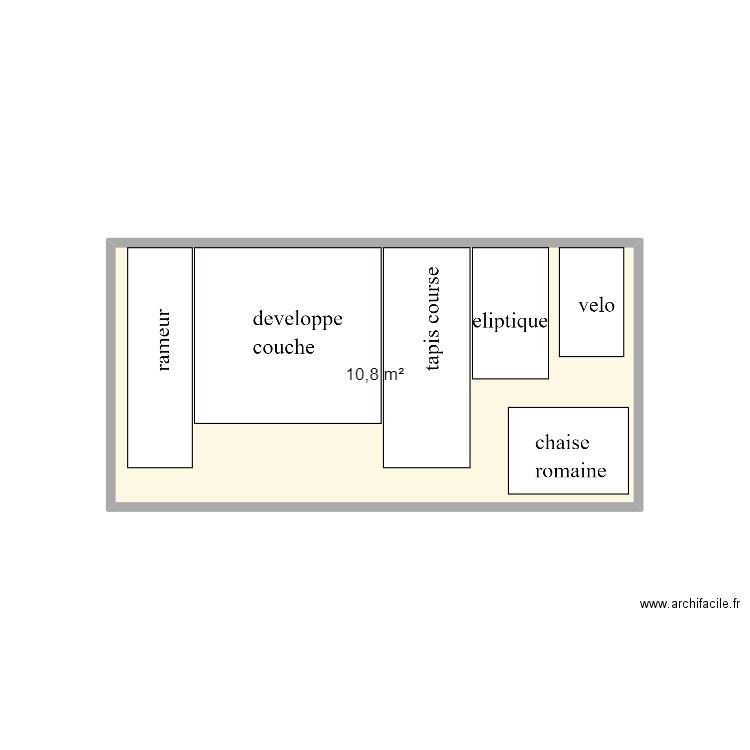 salle sport 1. Plan de 1 pièce et 11 m2