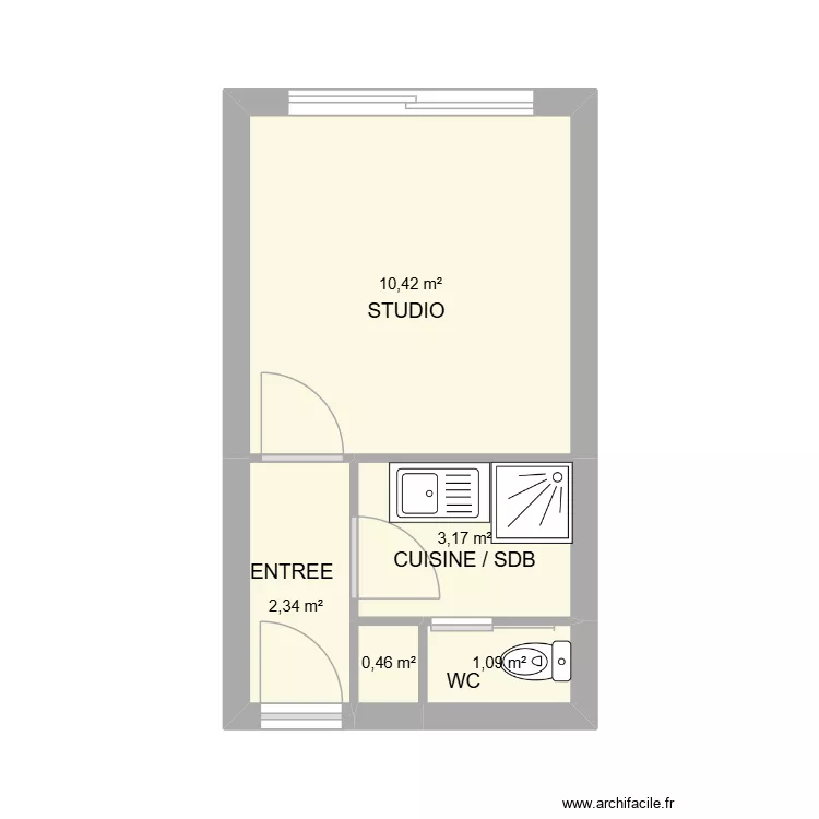 BARBE. Plan de 5  et 17 m²
