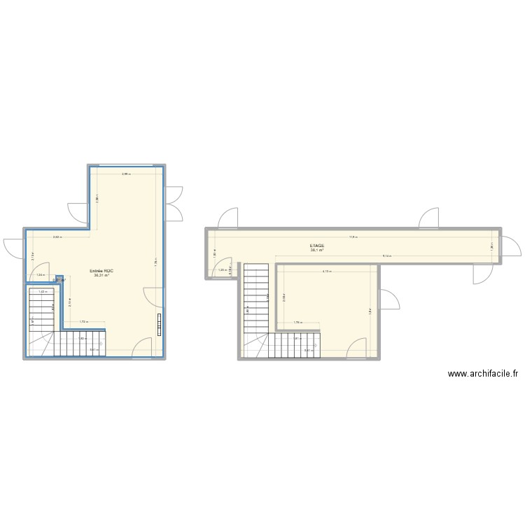 LEMAIRE. Plan de 3 pièces et 74 m2