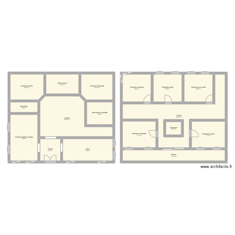 Maison n°1. Plan de 17 pièces et 204 m2