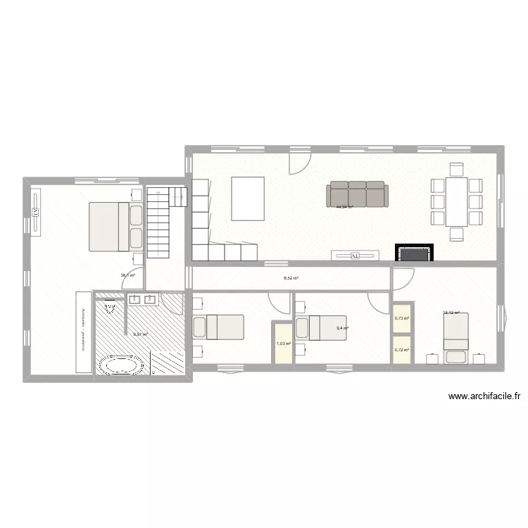 JAWAD. Plan de 9  et 124 m²