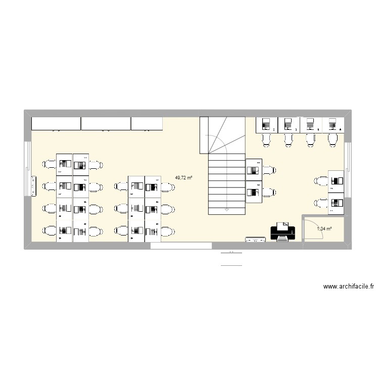 mezzanine 3. Plan de 2 pièces et 51 m2