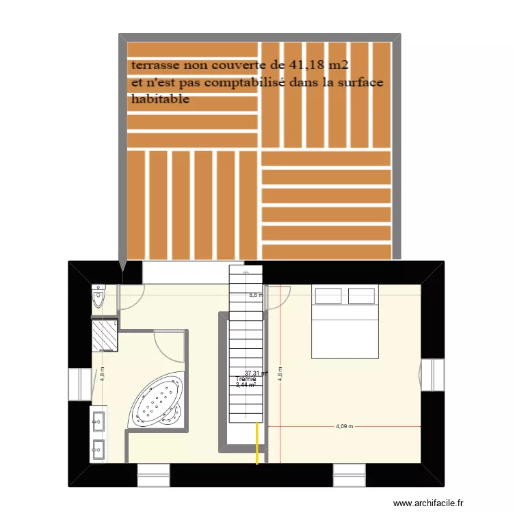 ST cirgues 1ere etage. Plan de 2  et 46 m²