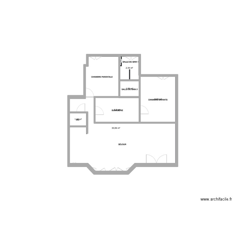Lamarck. Plan de 6 pièces et 52 m2