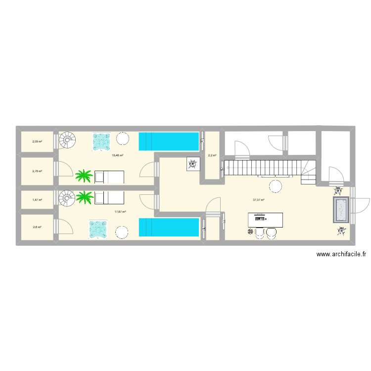 dpa des milla'mour. Plan de 8 pièces et 85 m2