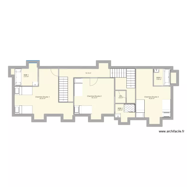 Etage Torc&eacute; LVA. Plan de 