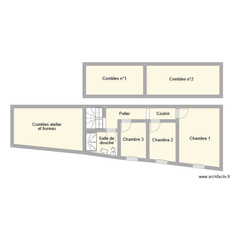 bonnini etage. Plan de 10 pièces et 89 m2