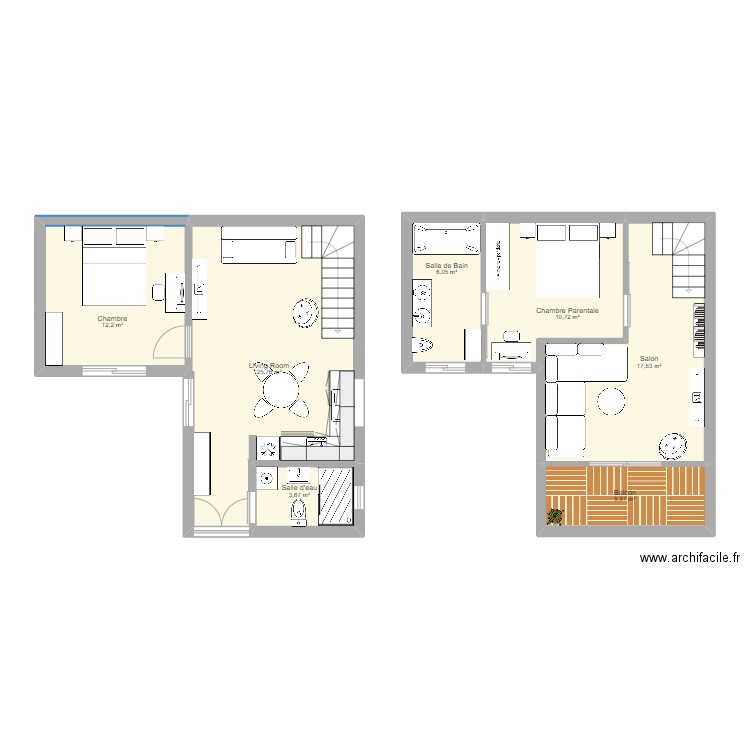 studio rez de chaussez. Plan de 7 pièces et 82 m2