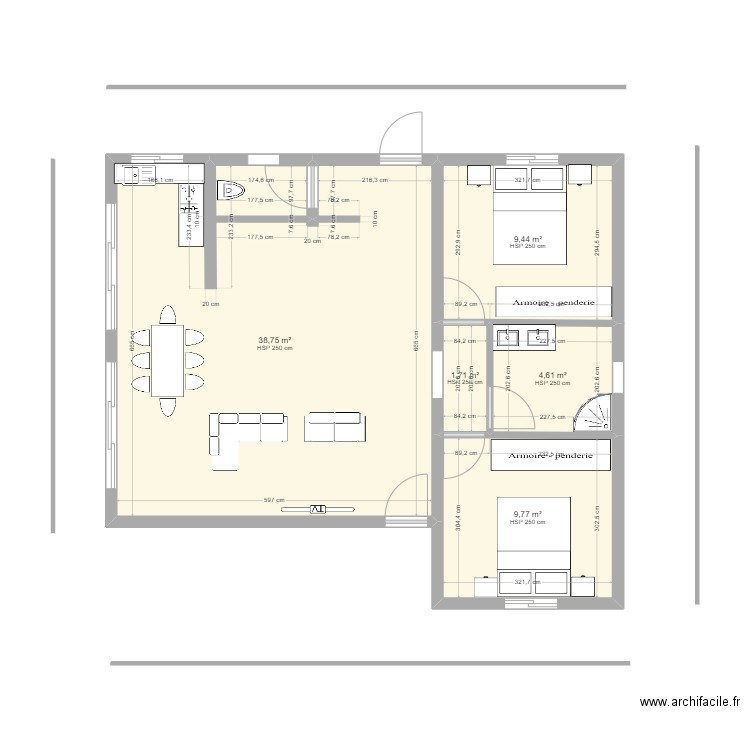 emma. Plan de 5 pièces et 64 m2