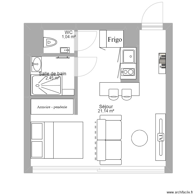 PLAN-VILLEMONBLE. Plan de 5 pièces et 25 m2