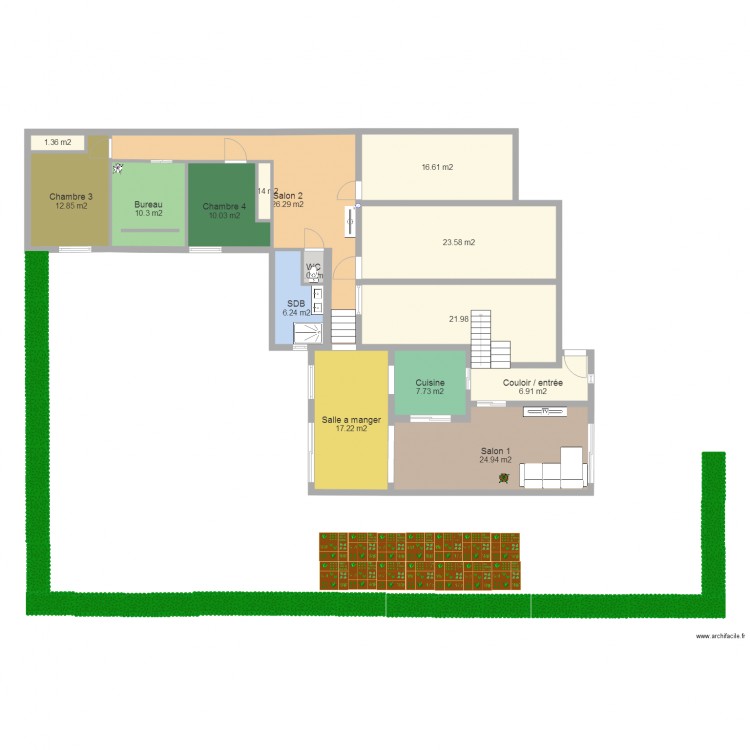 idee Extension 5 SDB modifiée et WC. Plan de 0 pièce et 0 m2