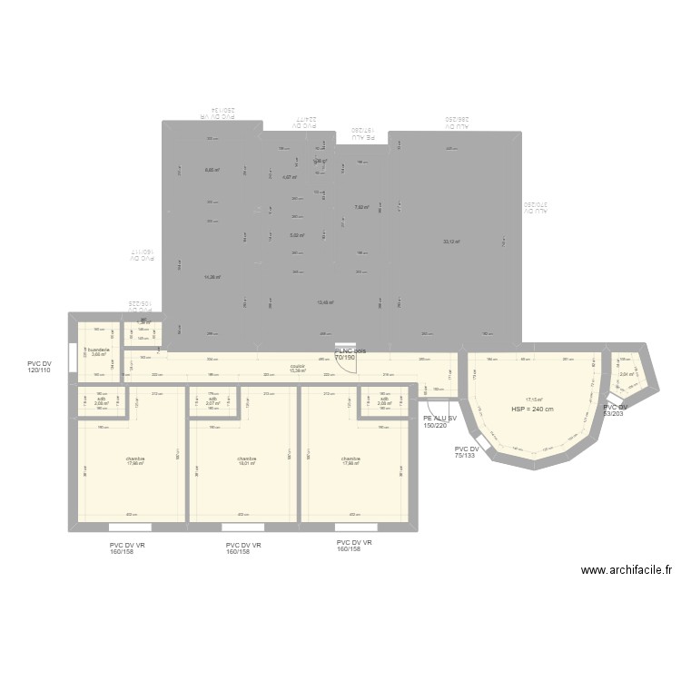 DEHAY. Plan de 27 pièces et 277 m2