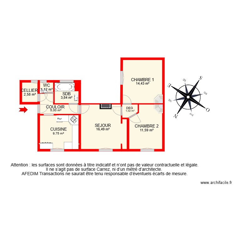 BI 8437 PASCAL. Plan de 11 pièces et 67 m2